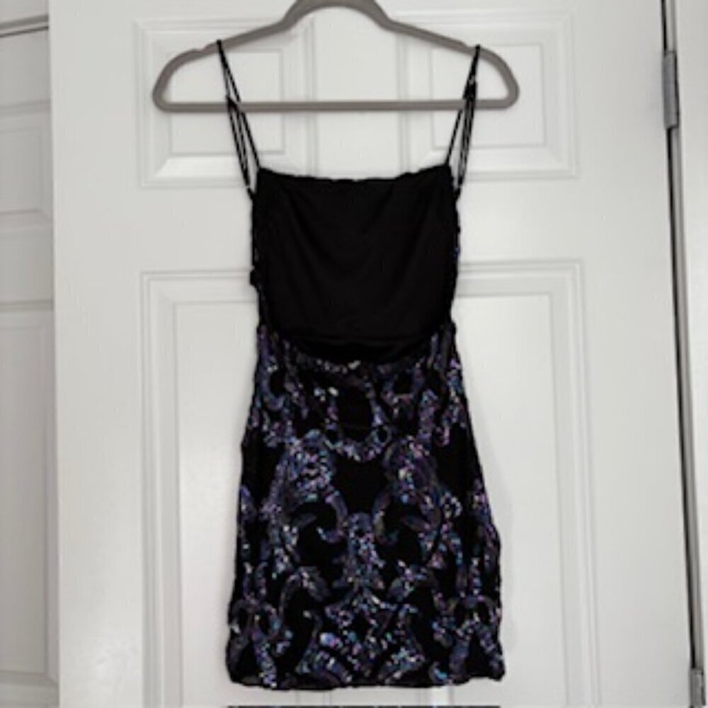 Lucy in the Sky Strappy Dress in Black Iridescence - Picture 3 of 5